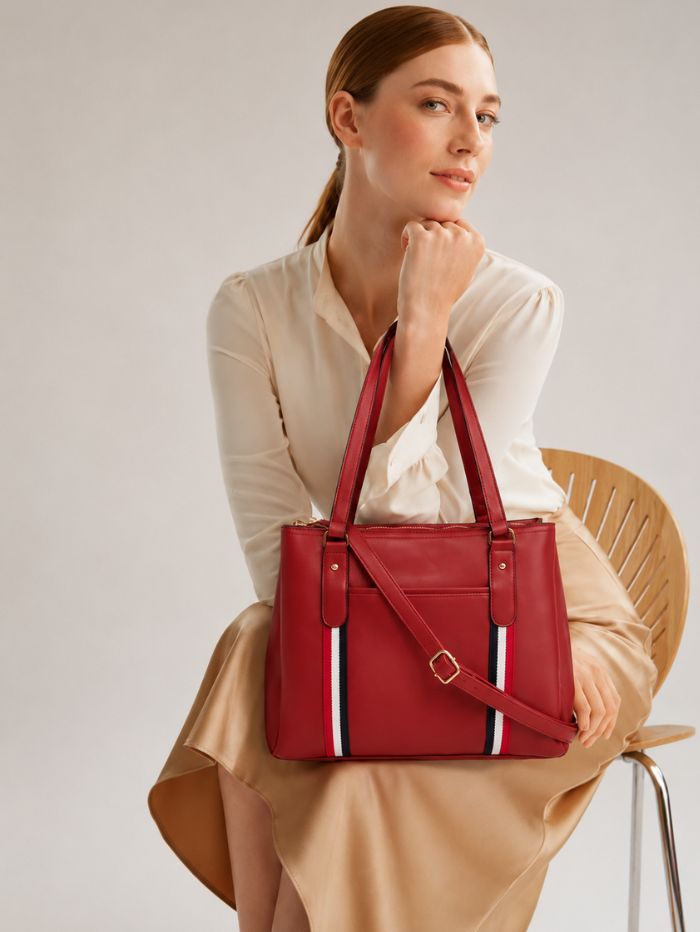 Premium Maroon Women Handbag with Adjustable Shoulder Strap