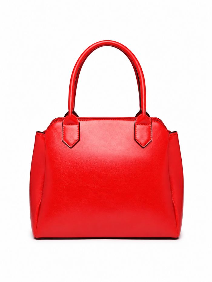Elegant Red Women Handbag with Front Zip Design