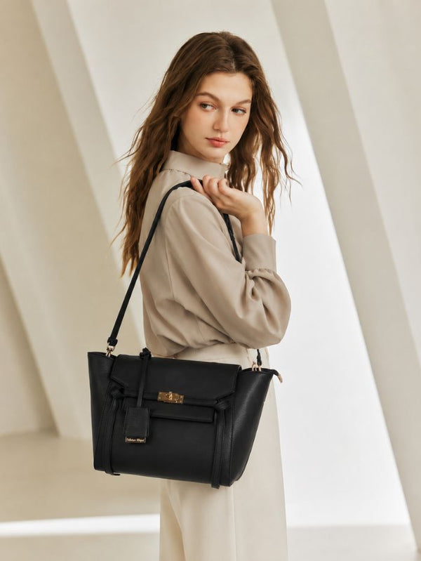 Luxury Structured Black Satchel Handbag for Women