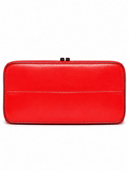 Elegant Red Women Handbag with Front Zip Design