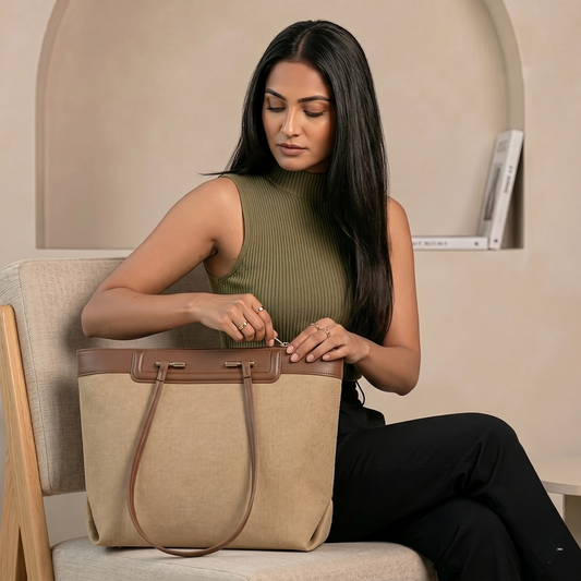 CLASSIC HAZEL Khaki TOTE BAG